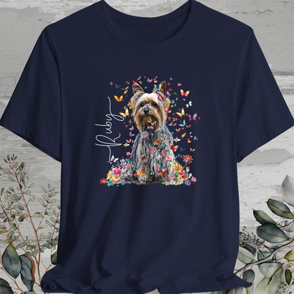 Silky Terrier #1 Floral Butterfly T shirt