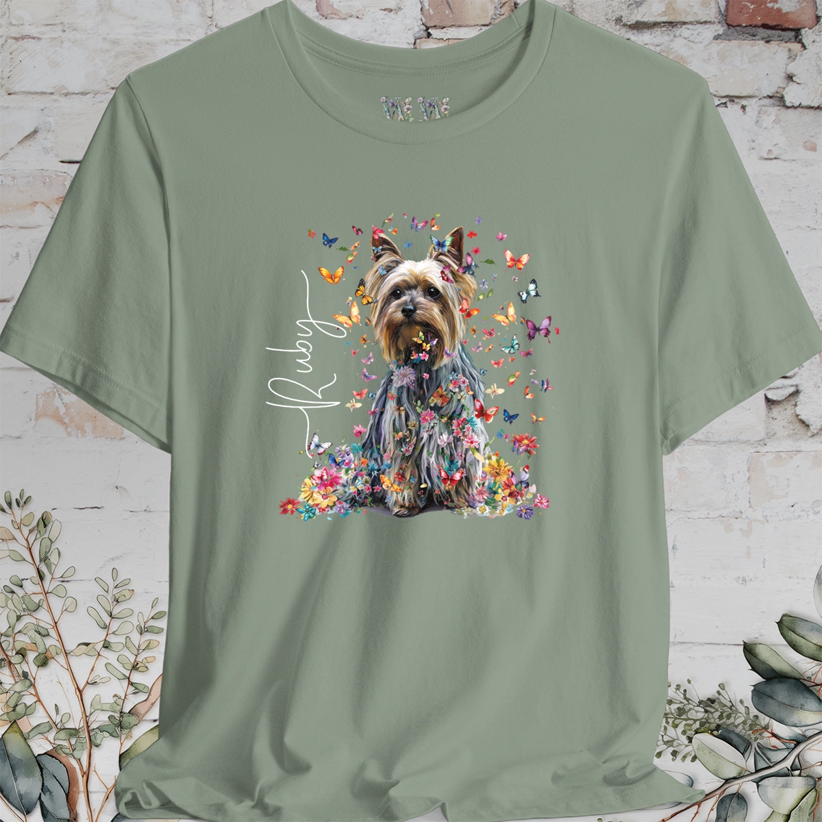 Silky Terrier #1 Floral Butterfly T shirt