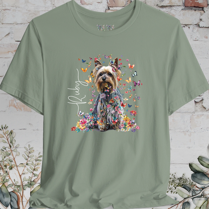 Silky Terrier #1 Floral Butterfly T shirt