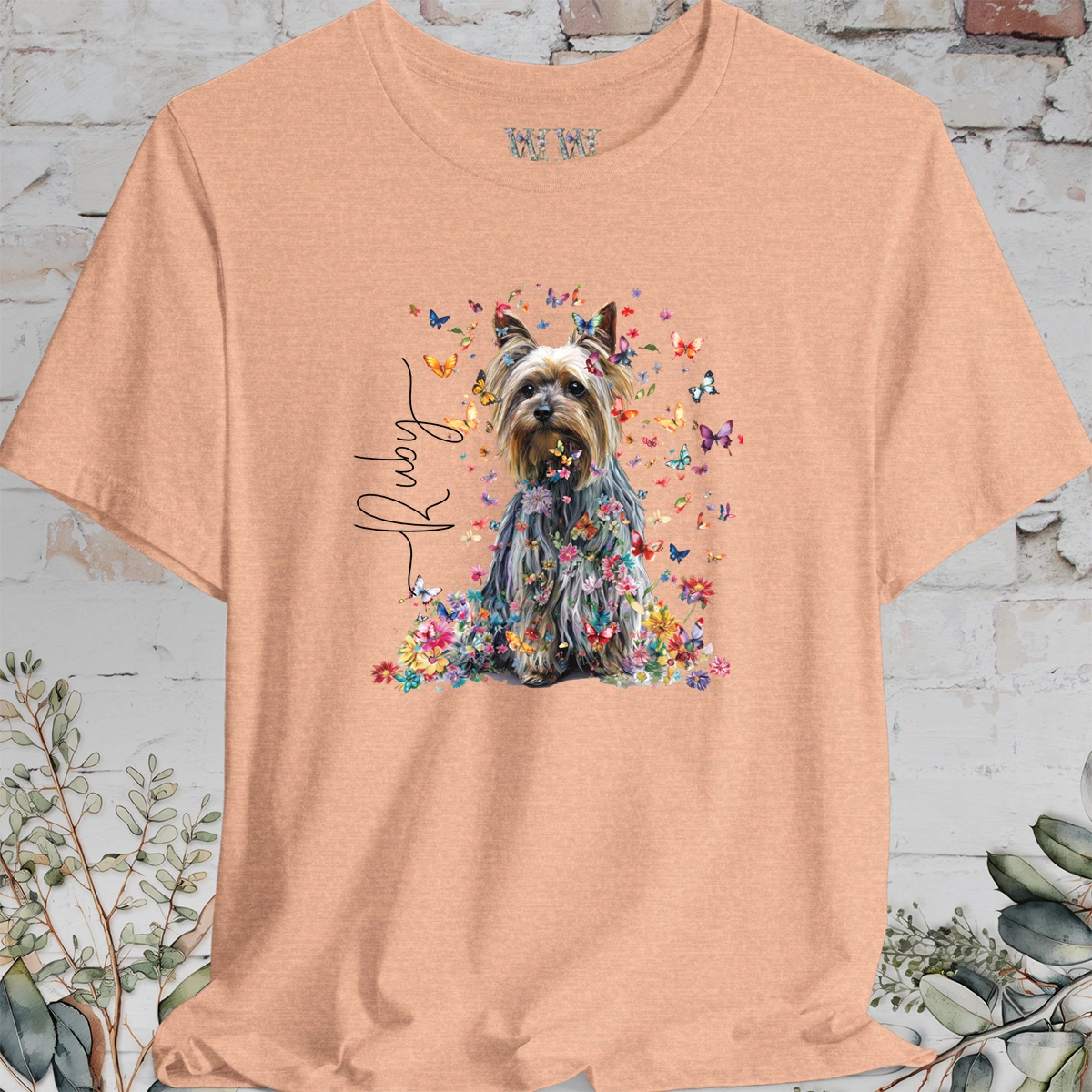 Silky Terrier #1 Floral Butterfly T shirt