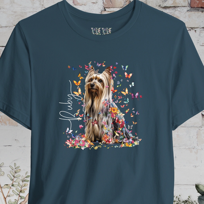 Silky Terrier #2 Floral Butterfly T shirt