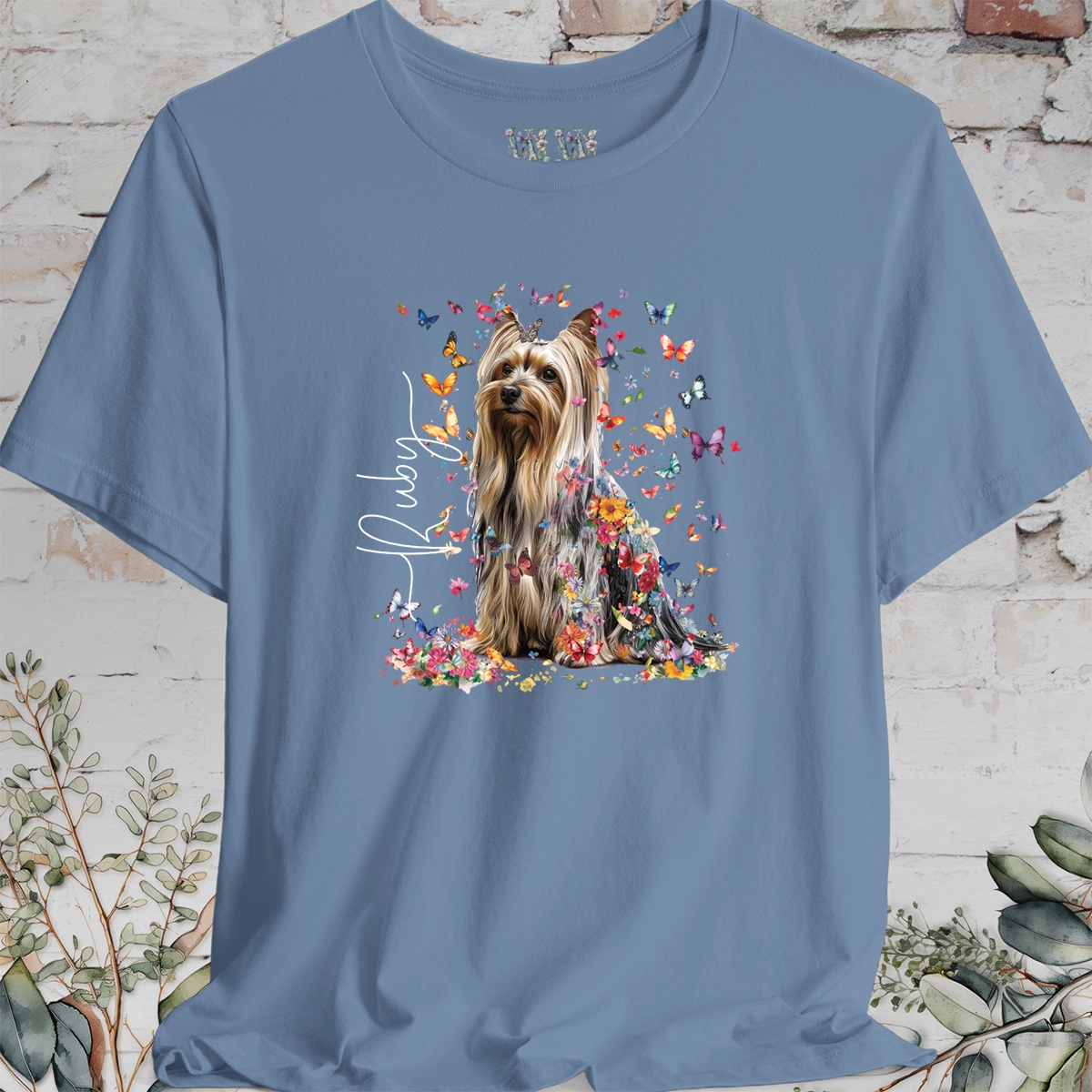 Silky Terrier #2 Floral Butterfly T shirt