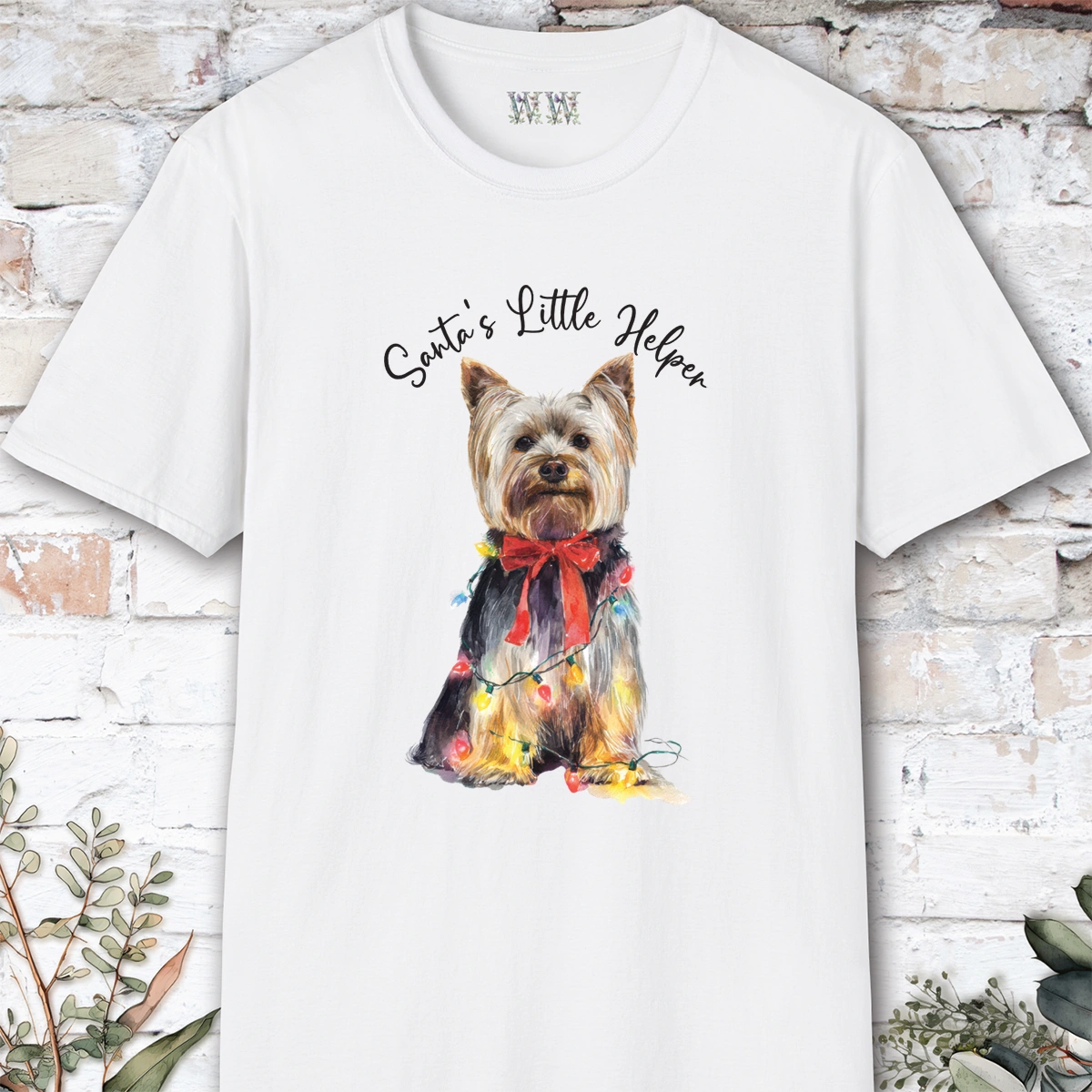 Silky Terrier Santa's little helper. unisex T shirt