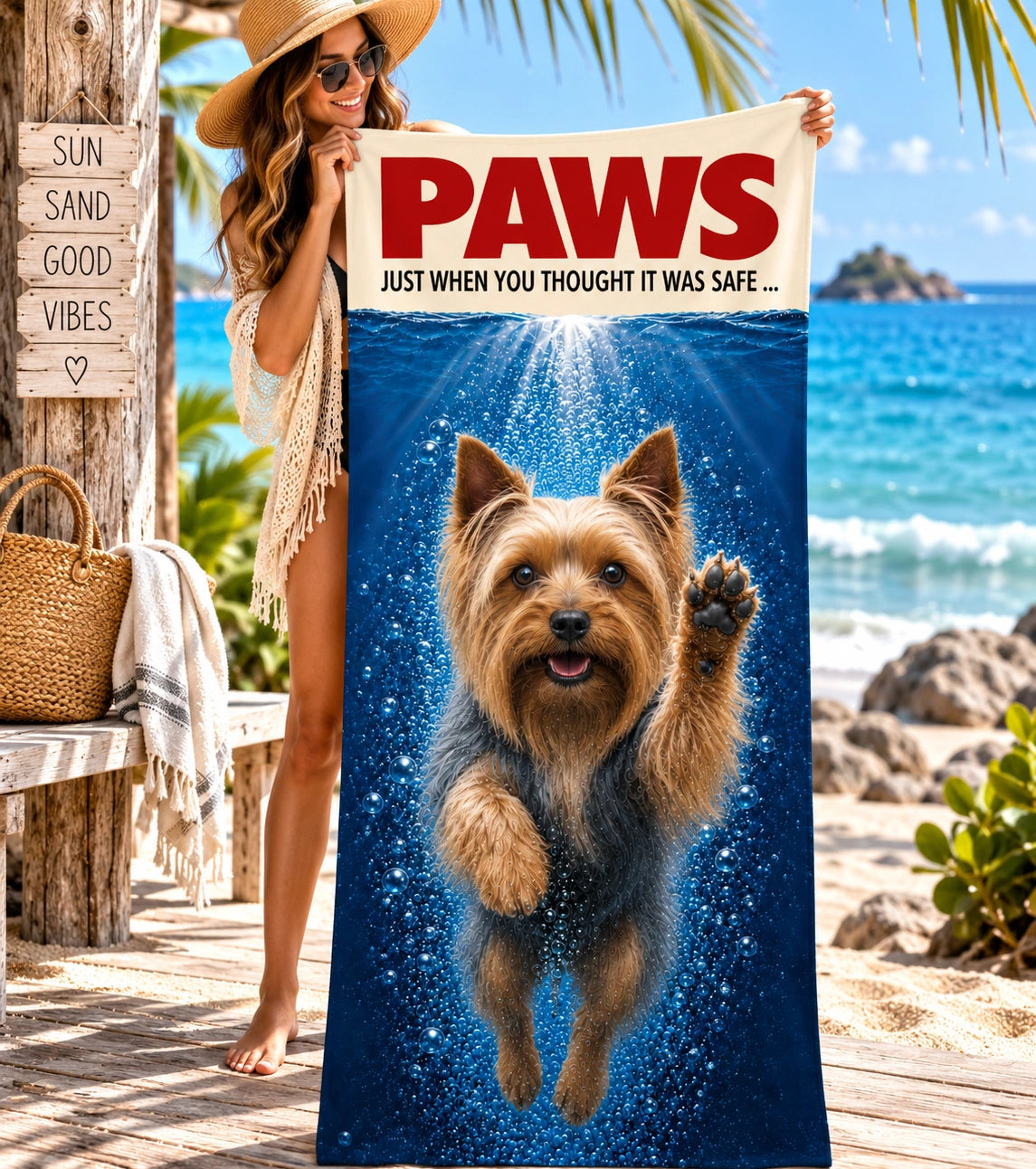 Silky Terrier PAWS Beach Towel