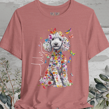 Silver Poodle Floral Personalized T shirt
