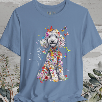 Silver Poodle Floral Personalized T shirt