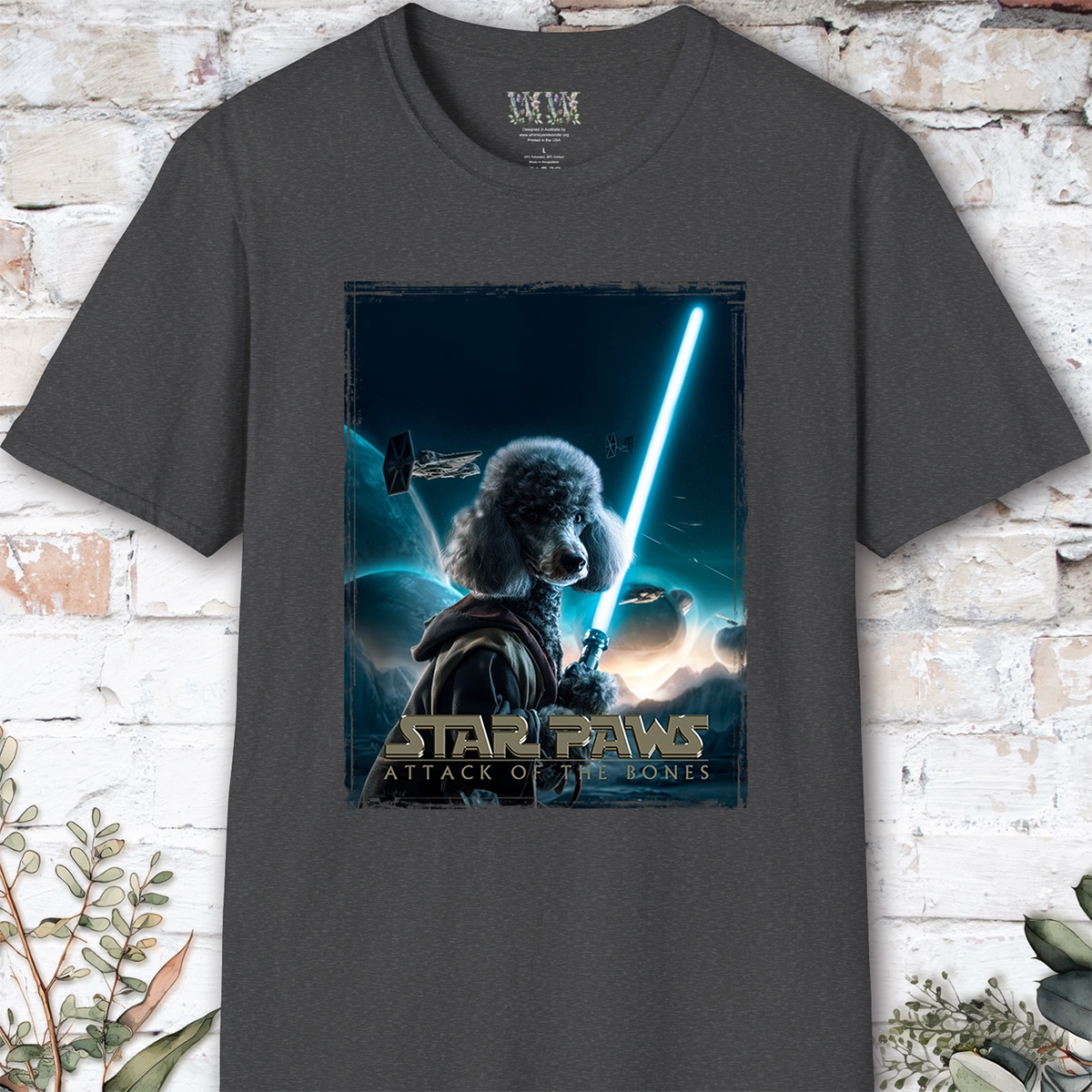 Silver Poodle Star Paws Unisex T shirt