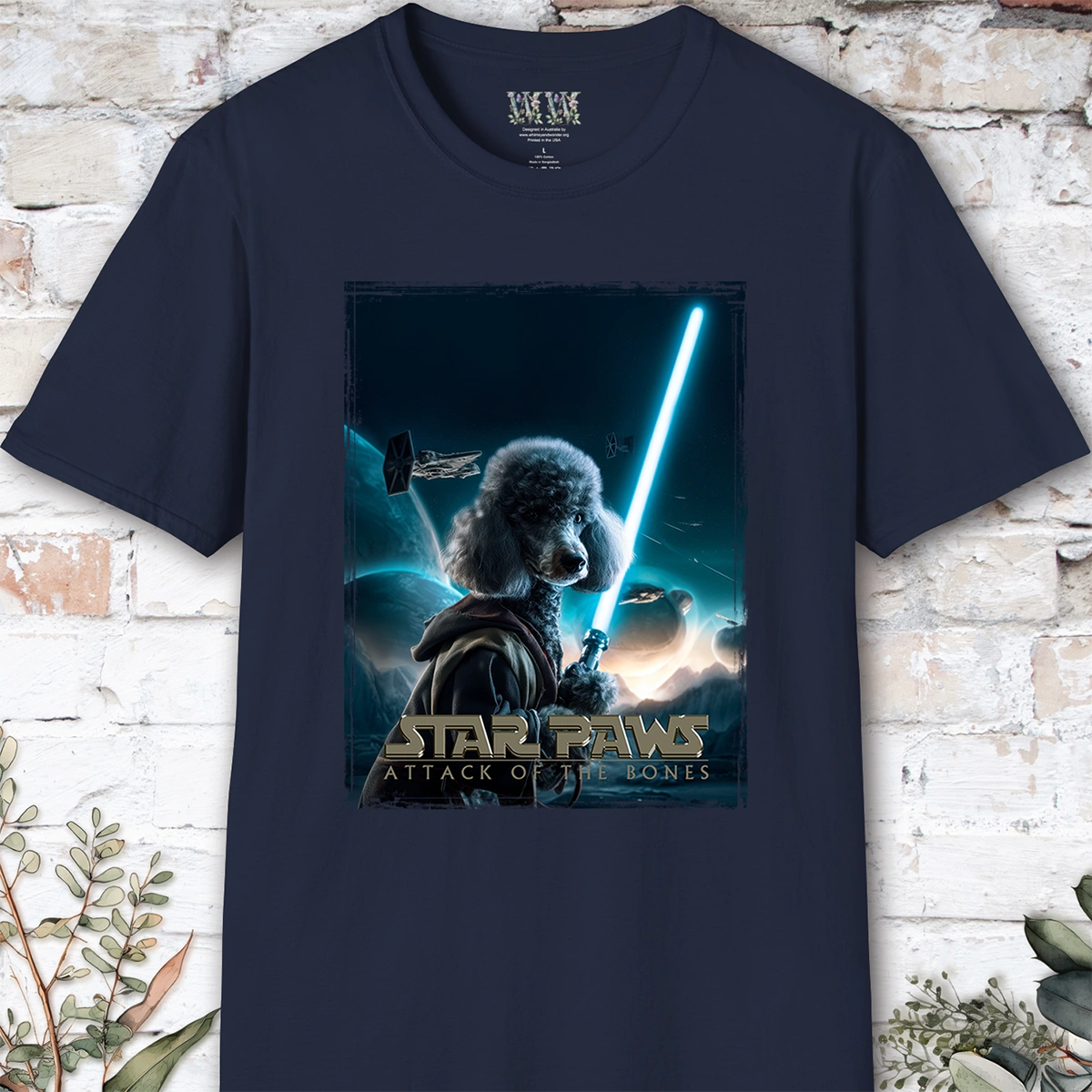 Silver Poodle Star Paws Unisex T shirt