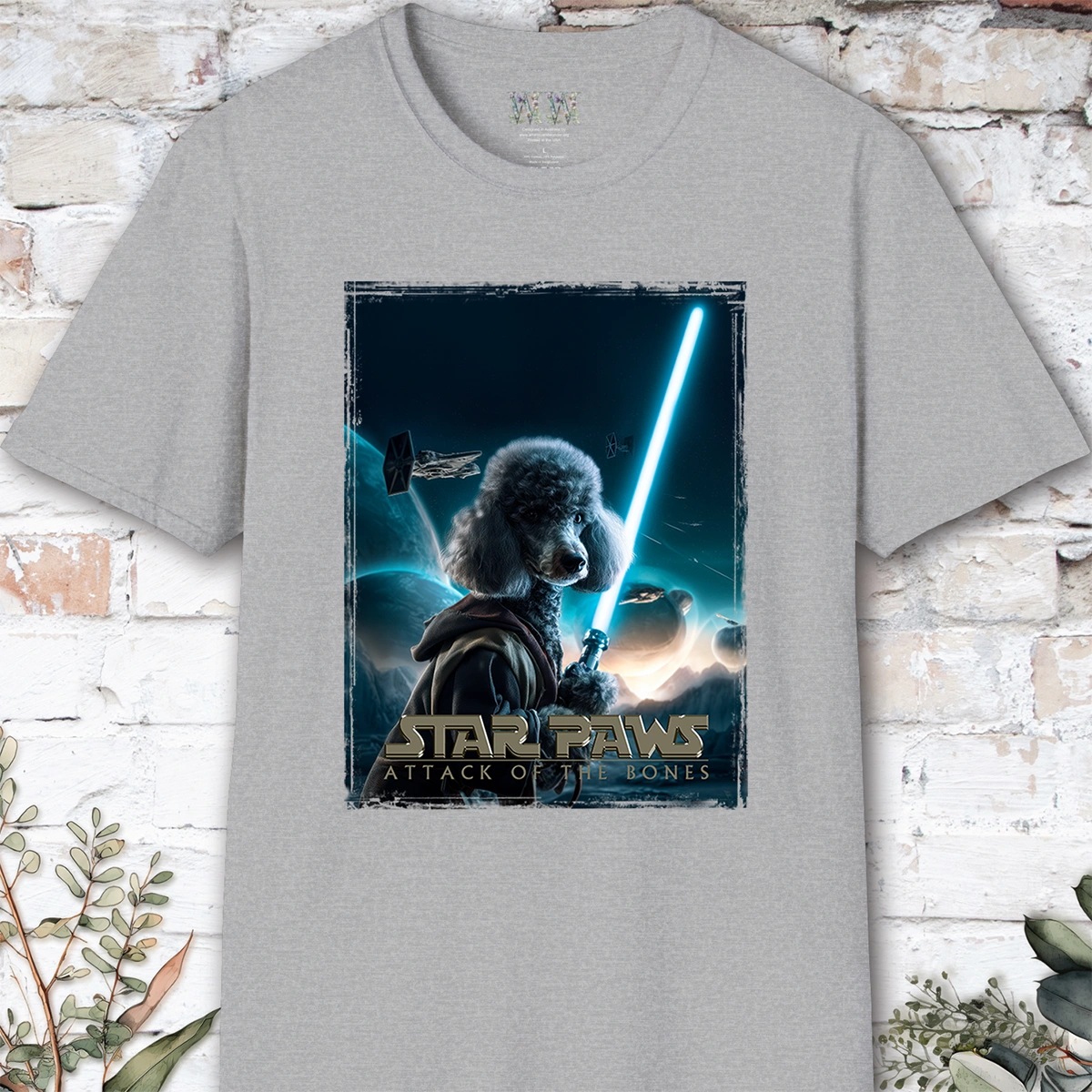 Silver Poodle Star Paws Unisex T shirt