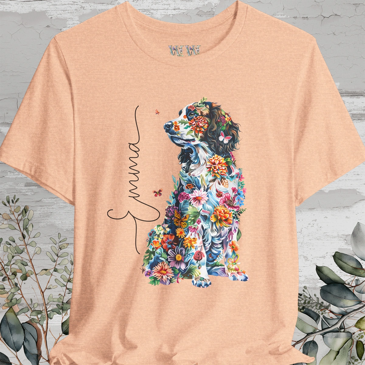 Springer Spaniel Floral Personalized T shirt