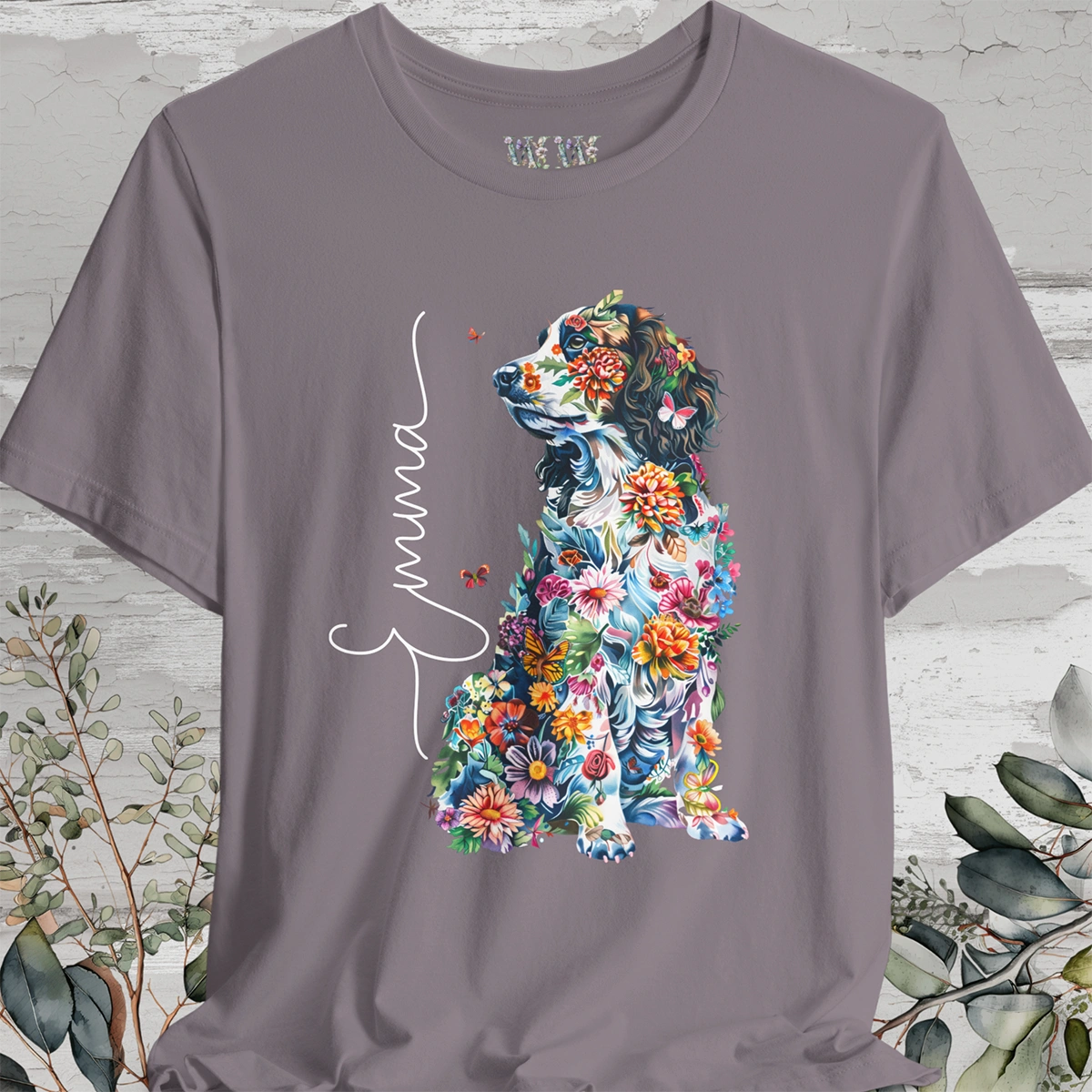 Springer Spaniel Floral Personalized T shirt