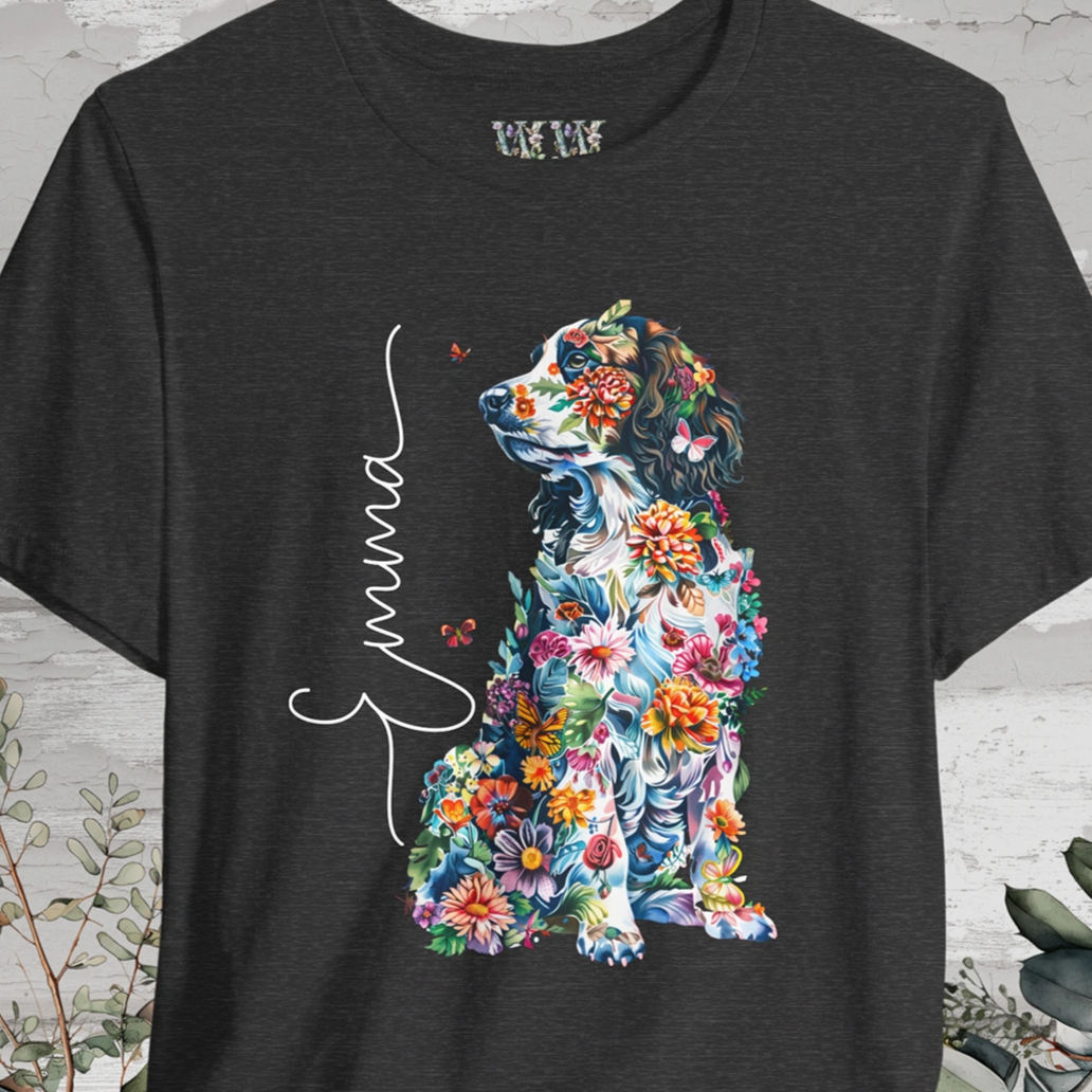 Springer Spaniel Floral Personalized T shirt