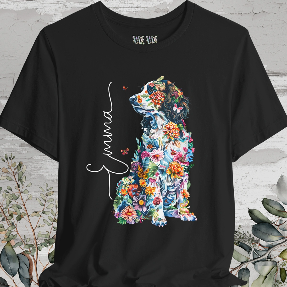 Springer Spaniel Floral Personalized T shirt