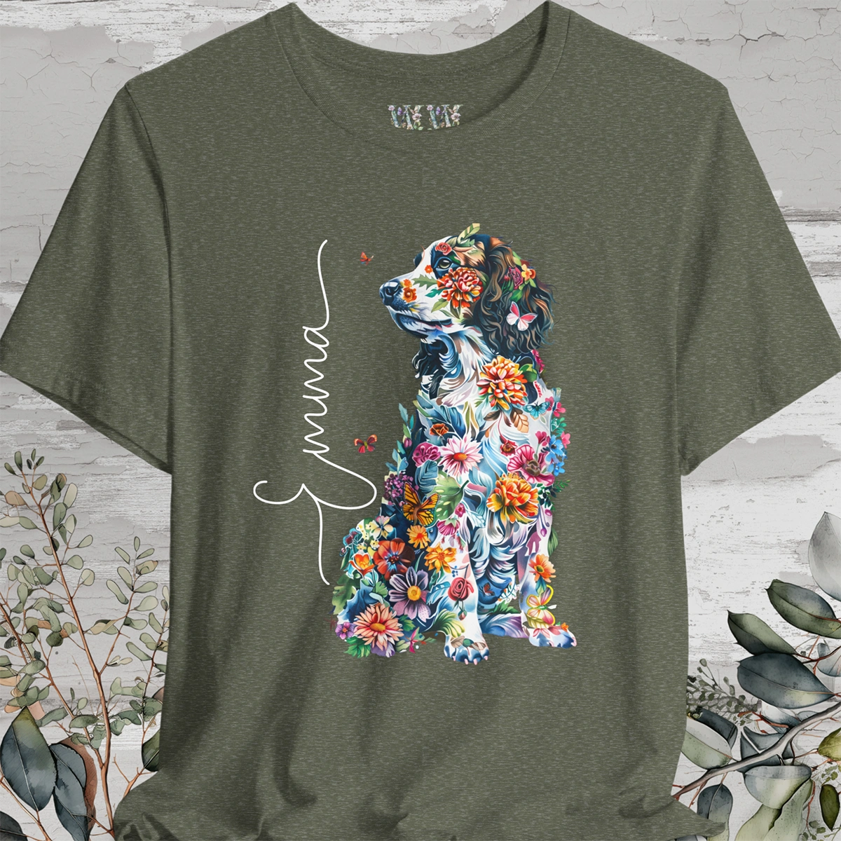 Springer Spaniel Floral Personalized T shirt