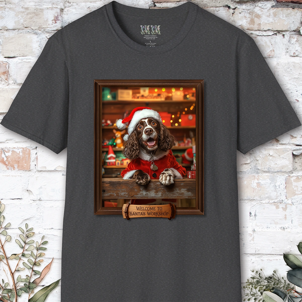 Springer Spaniel Santa's Workshop Unisex T shirt