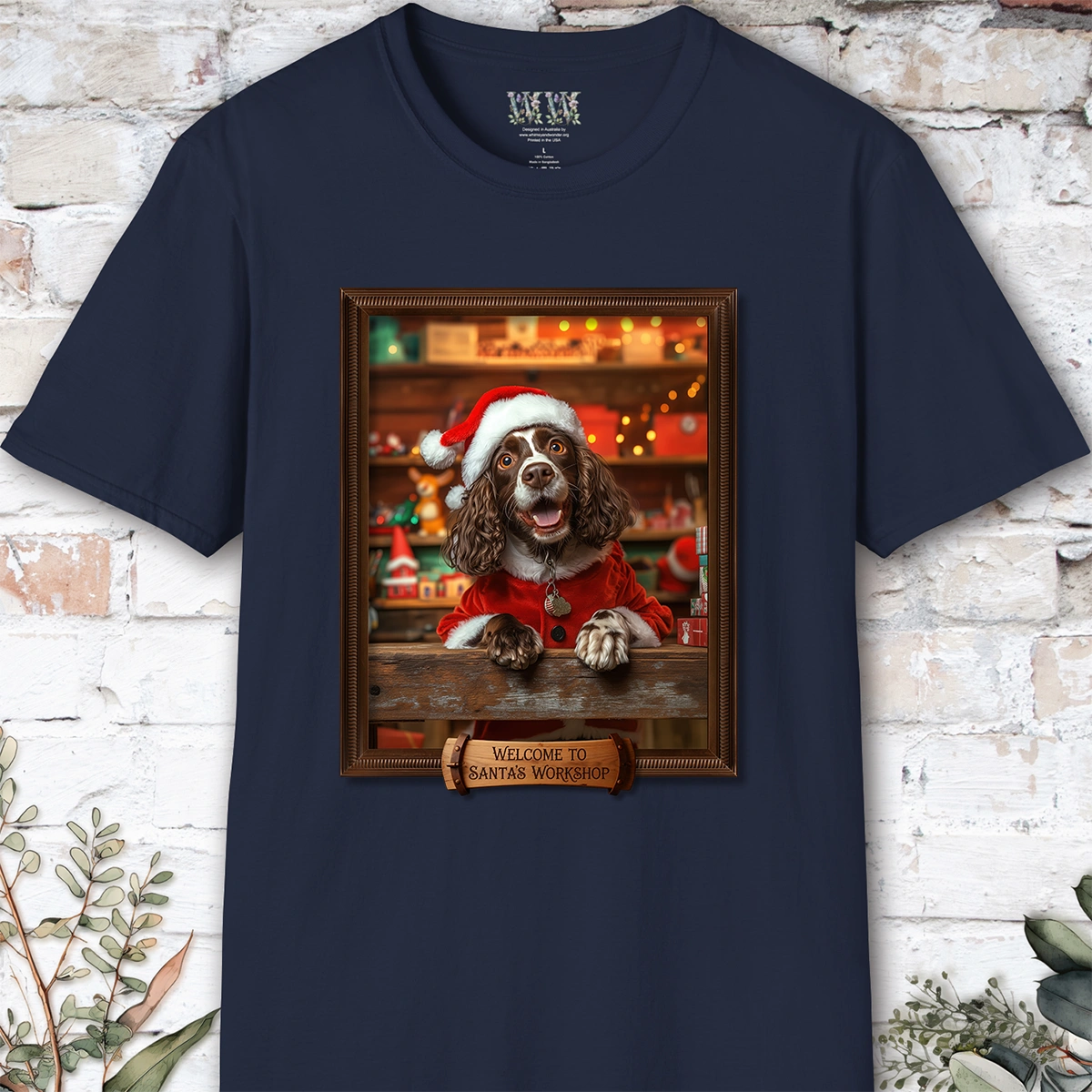 Springer Spaniel Santa's Workshop Unisex T shirt