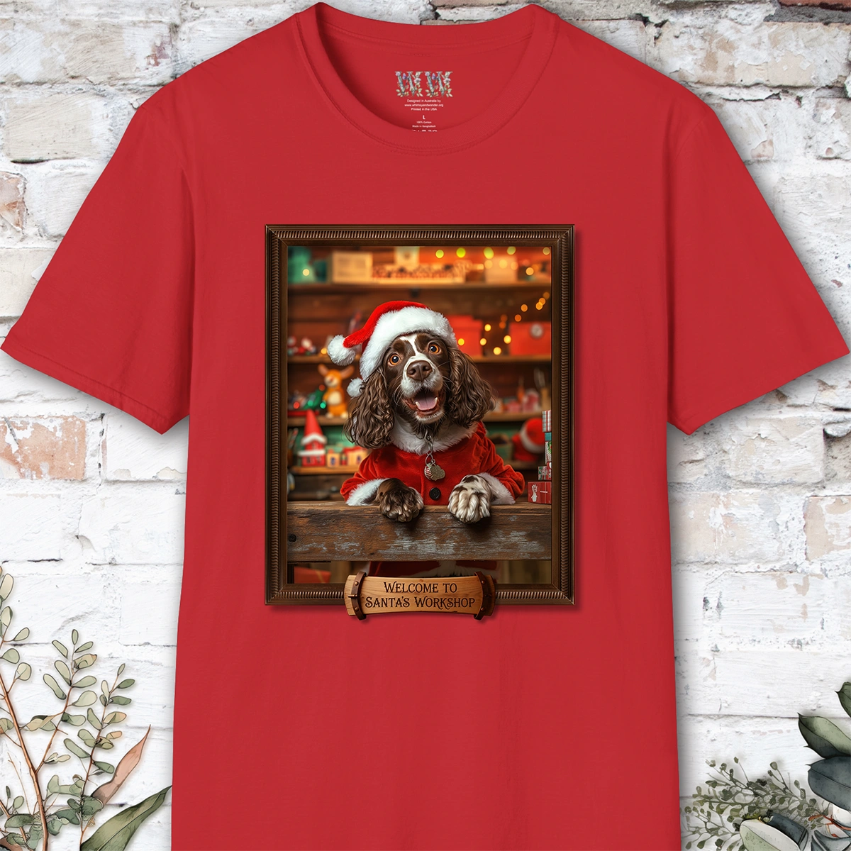 Springer Spaniel Santa's Workshop Unisex T shirt
