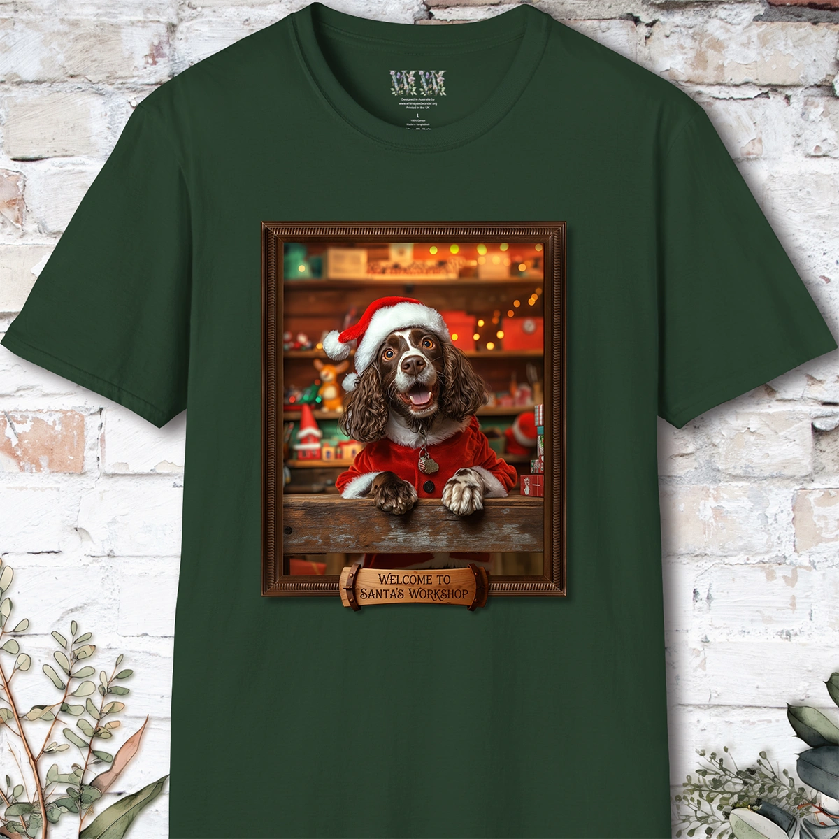 Springer Spaniel Santa's Workshop Unisex T shirt
