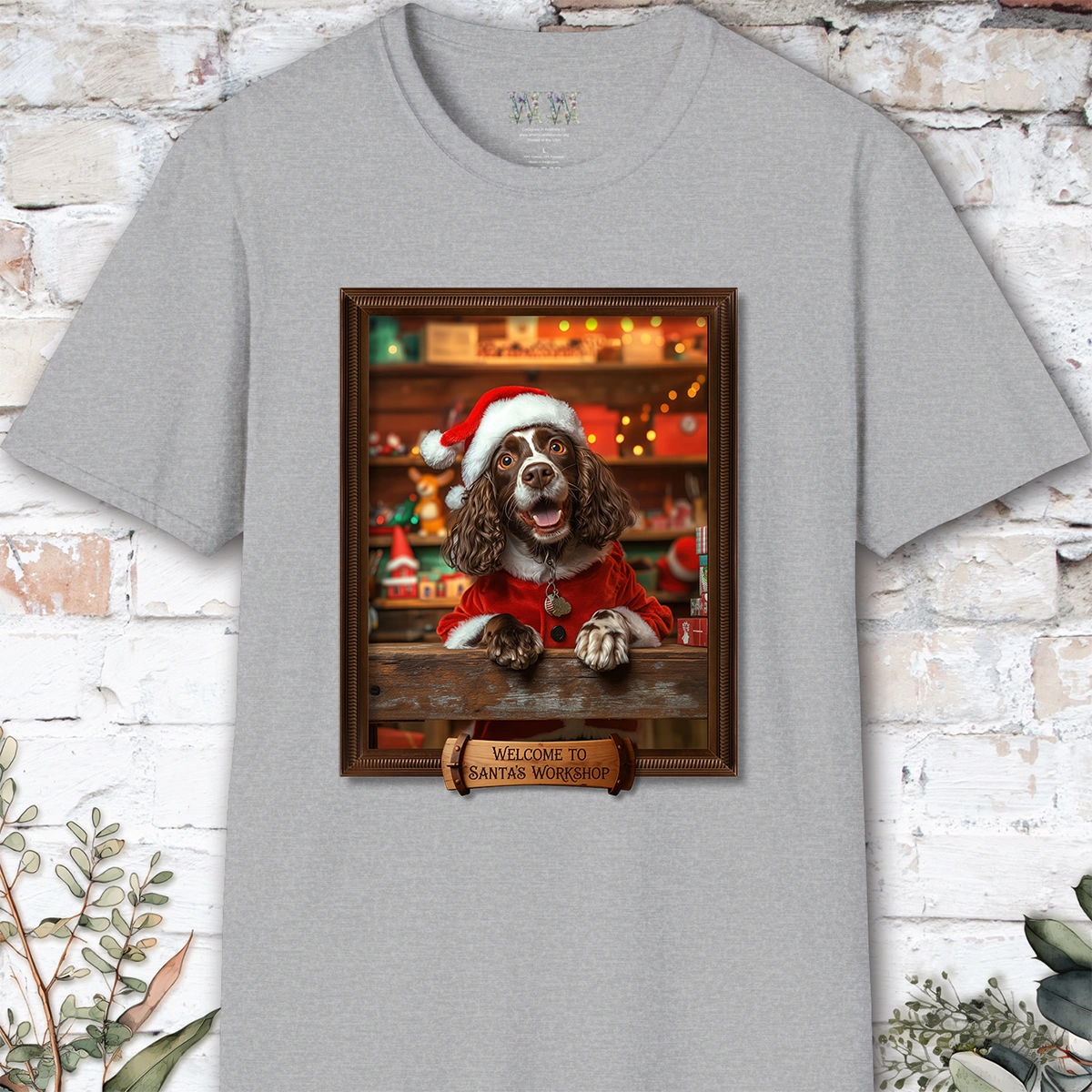 Springer Spaniel Santa's Workshop Unisex T shirt