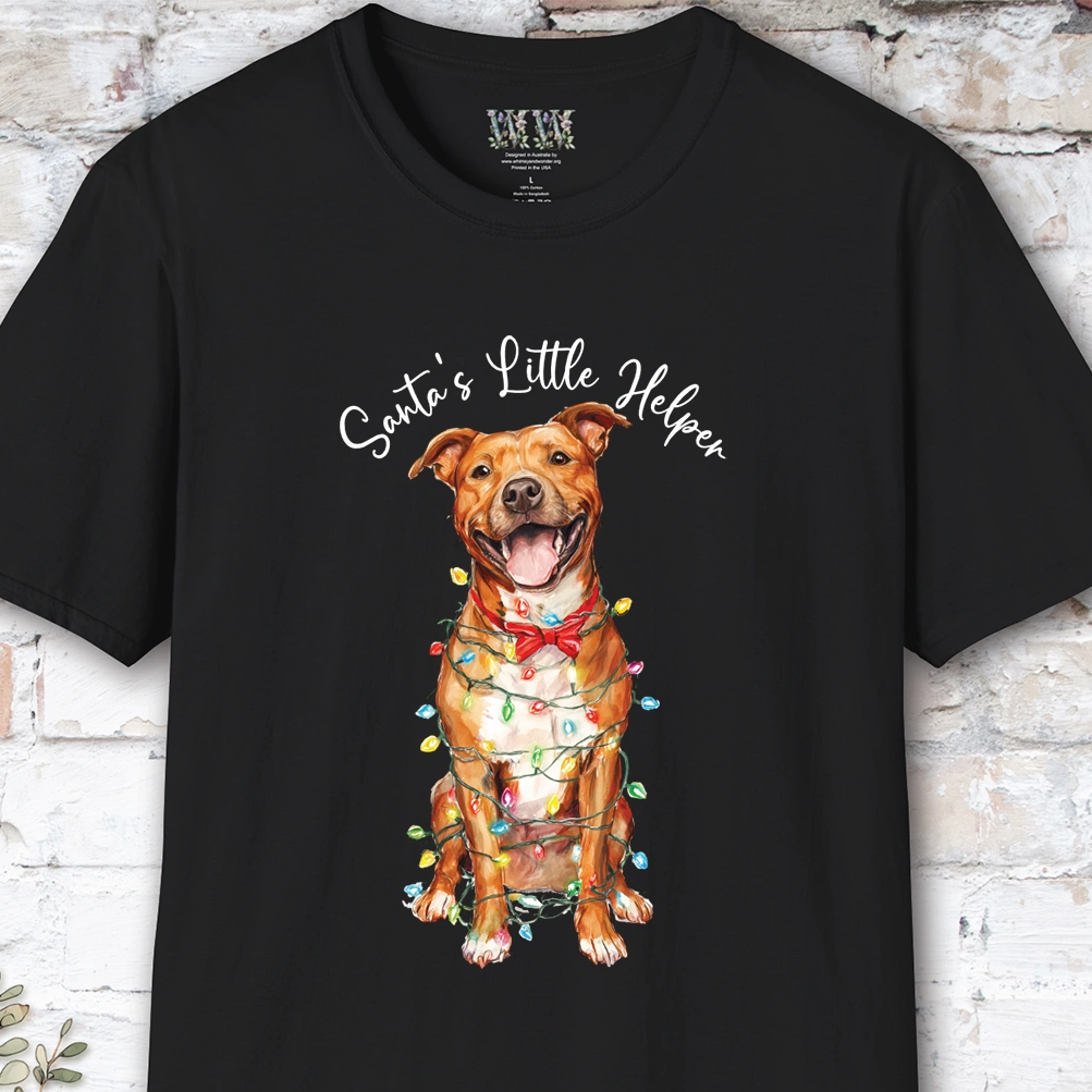 Staffordshire Terrier Santa's little helper, unisex T shirt