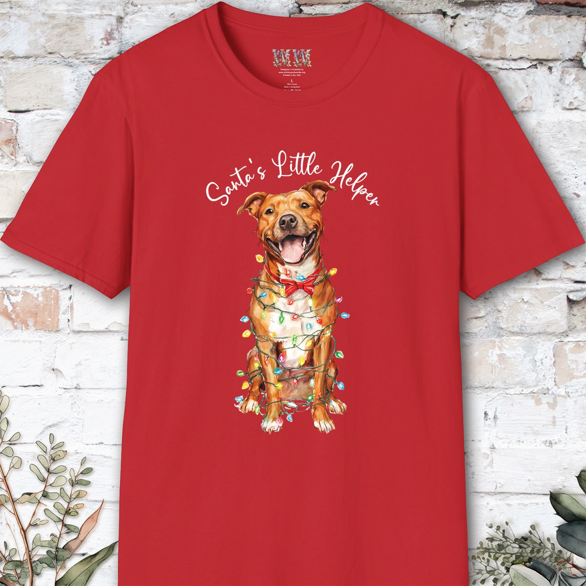 Staffordshire Terrier Santa's little helper, unisex T shirt