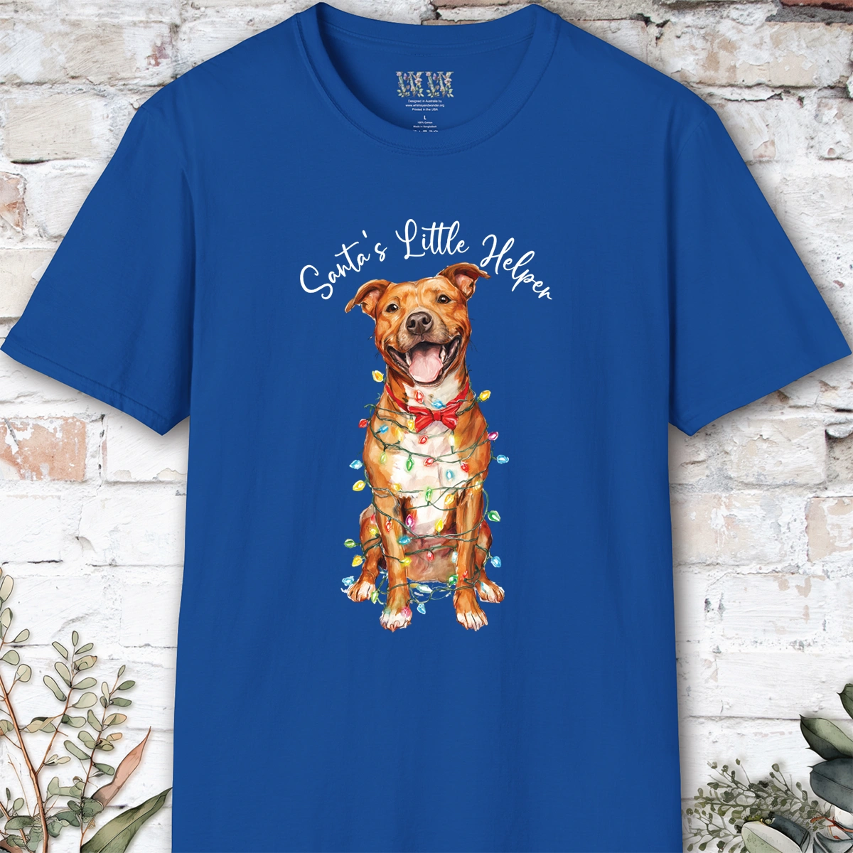 Staffordshire Terrier Santa's little helper, unisex T shirt