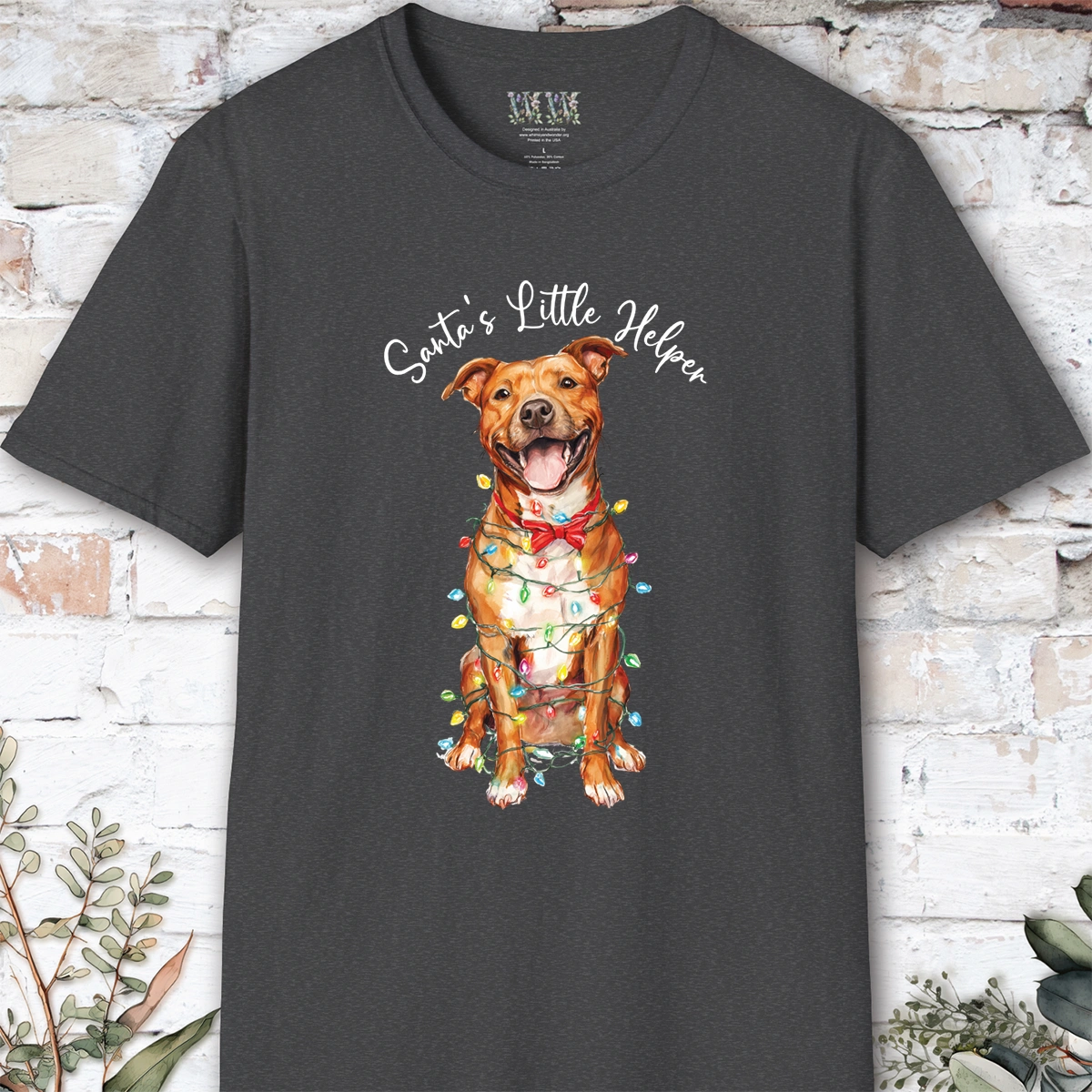 Staffordshire Terrier Santa's little helper, unisex T shirt
