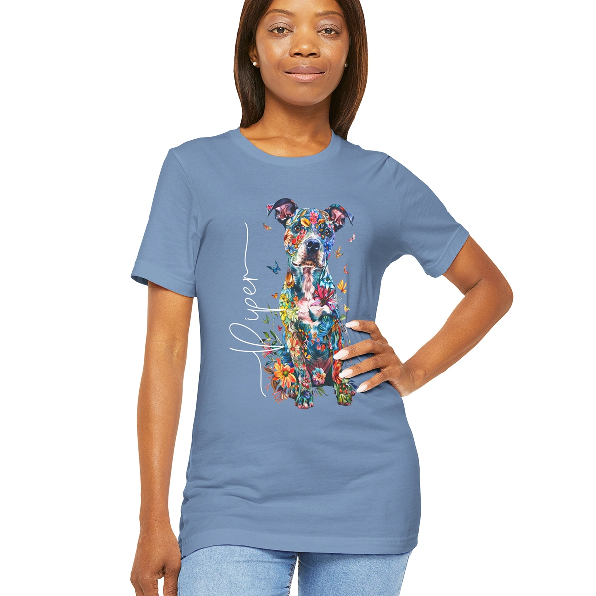 Staffordshire Terrier Floral Personalized T shirt