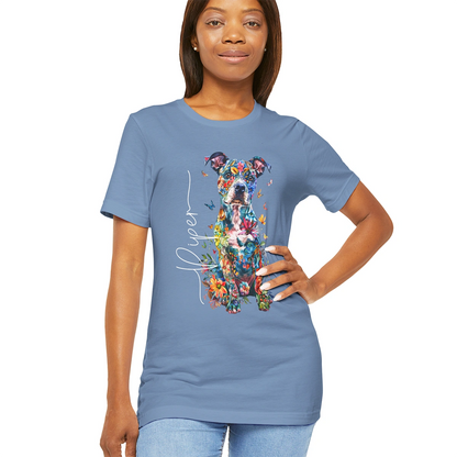 Staffordshire Terrier Floral Personalized T shirt