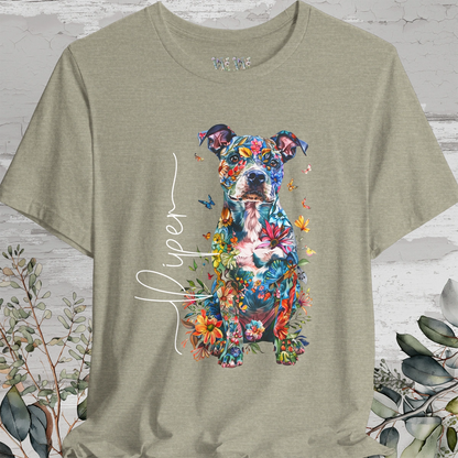 Staffordshire Terrier Floral Personalized T shirt