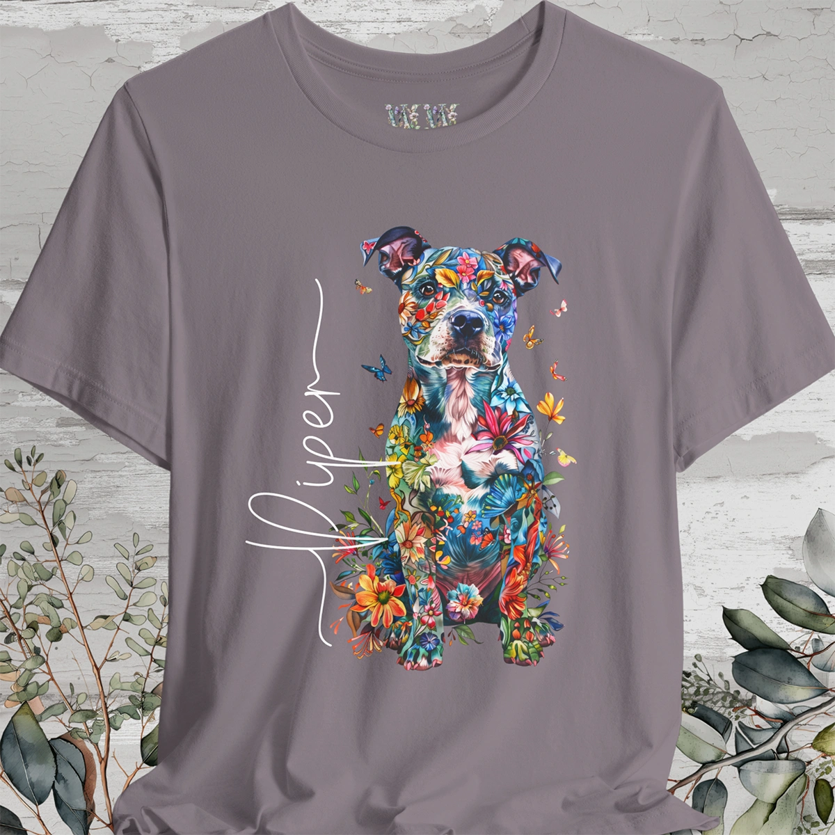 Staffordshire Terrier Floral Personalized T shirt