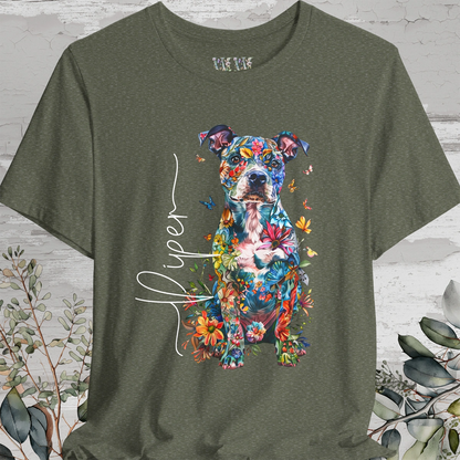 Staffordshire Terrier Floral Personalized T shirt