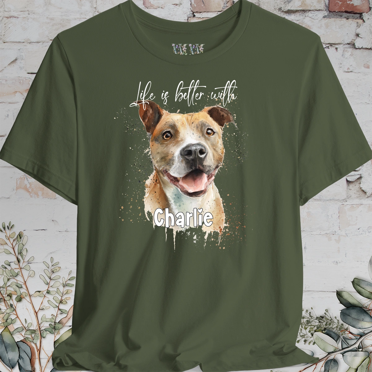 Staffordshire Terrier 'Life is better with'  Personalized T shirt