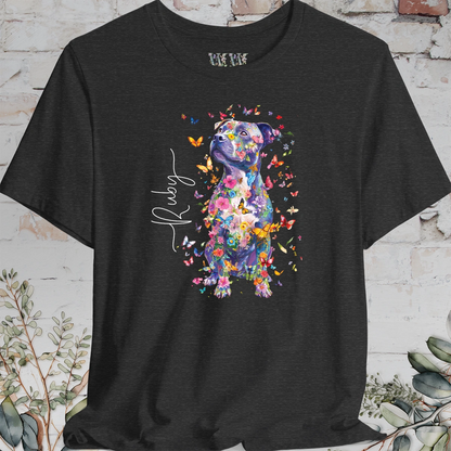 Staffordshire Terrier #3 Floral Personalized T shirt