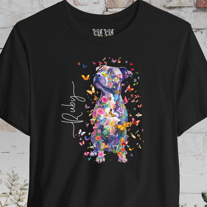 Staffordshire Terrier #3 Floral Personalized T shirt