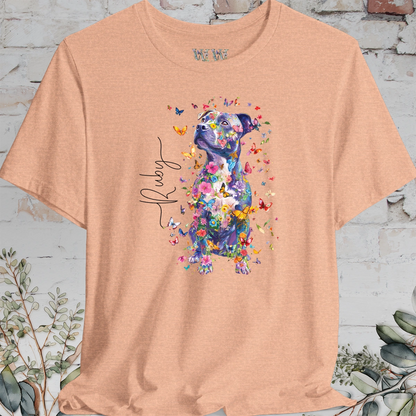 Staffordshire Terrier #3 Floral Personalized T shirt