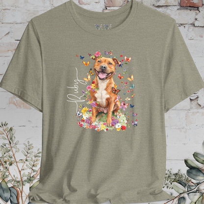 Staffordshire Terrier #5 Floral Personalized T shirt