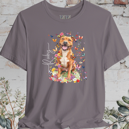 Staffordshire Terrier #5 Floral Personalized T shirt
