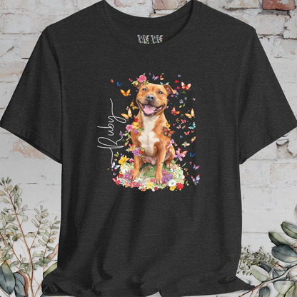 Staffordshire Terrier #5 Floral Personalized T shirt