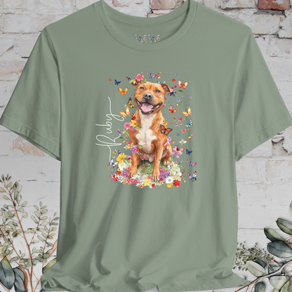 Staffordshire Terrier #5 Floral Personalized T shirt