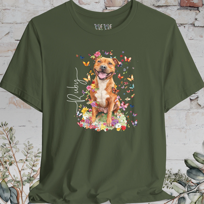 Staffordshire Terrier #5 Floral Personalized T shirt