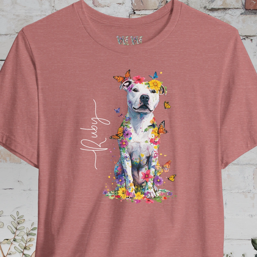 Staffordshire Terrier #2 Floral Personalized T shirt