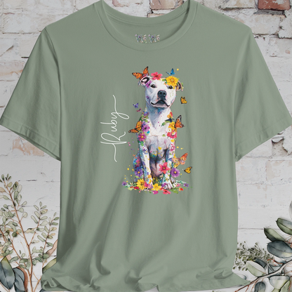 Staffordshire Terrier #2 Floral Personalized T shirt