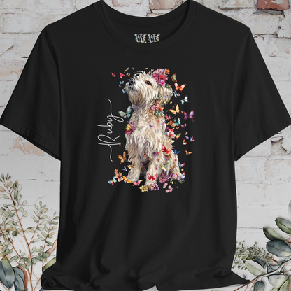 Terrier floral butterfly personalised unisex T-Shirt