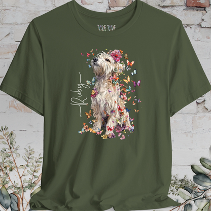 Terrier floral butterfly personalised unisex T-Shirt