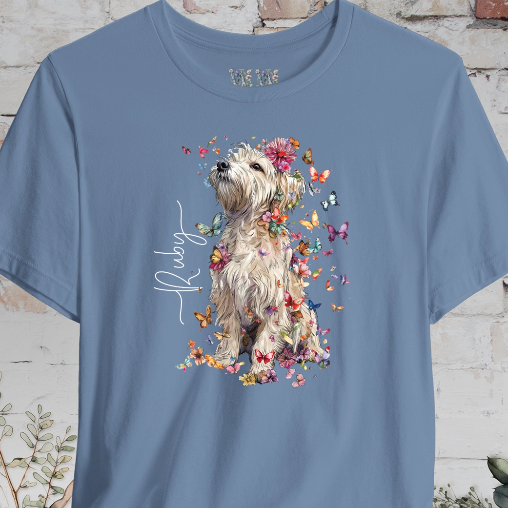 Terrier floral butterfly personalised unisex T-Shirt