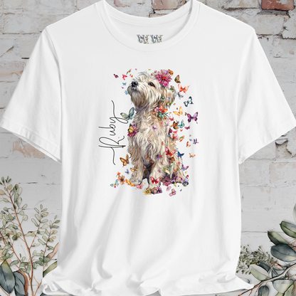 Terrier floral butterfly personalised unisex T-Shirt
