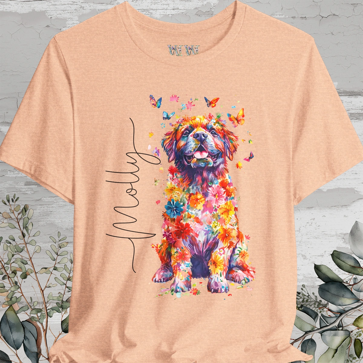 Tibetan Mastiff #2 Floral Personalized T shirt