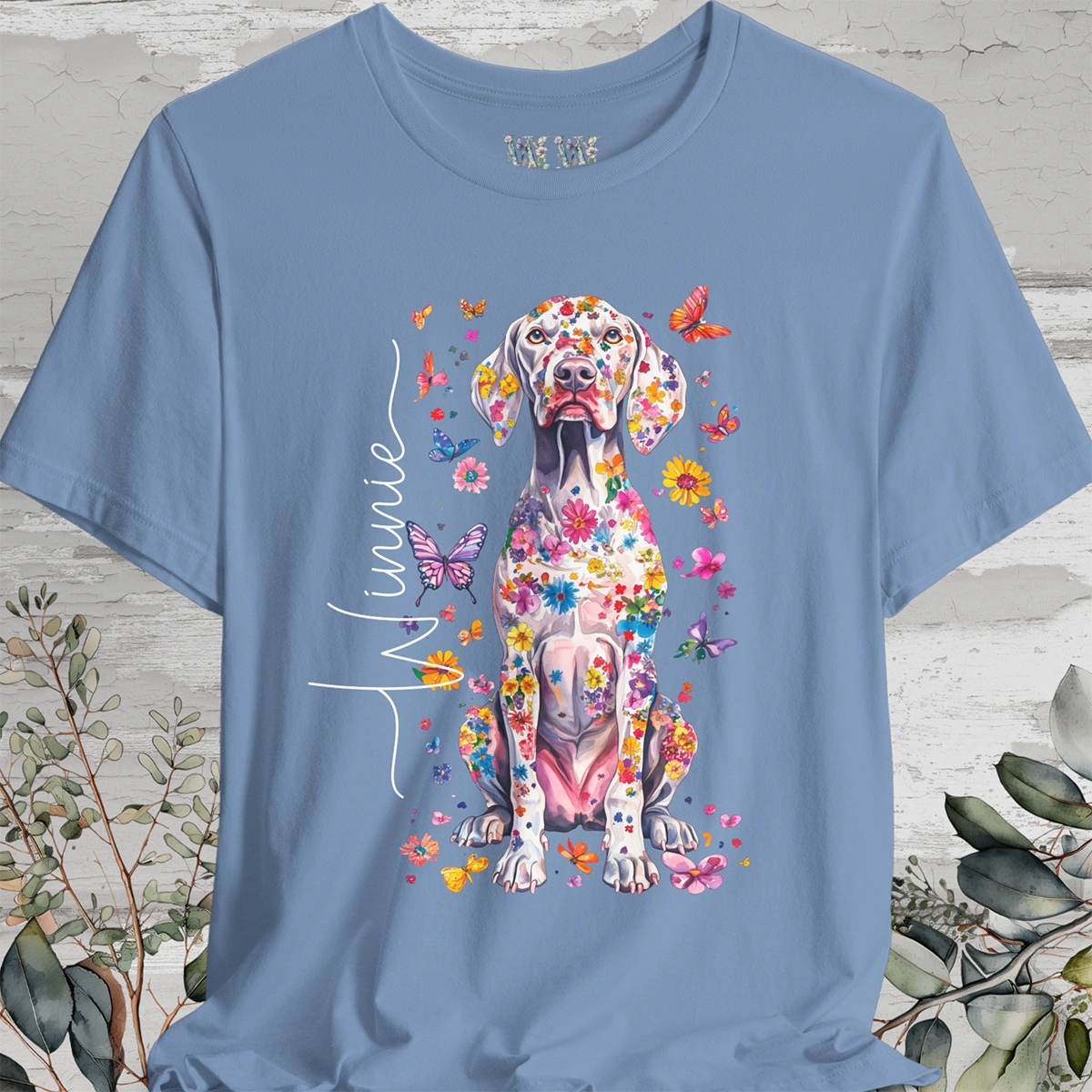 Weimaraner Floral Personalized T shirt