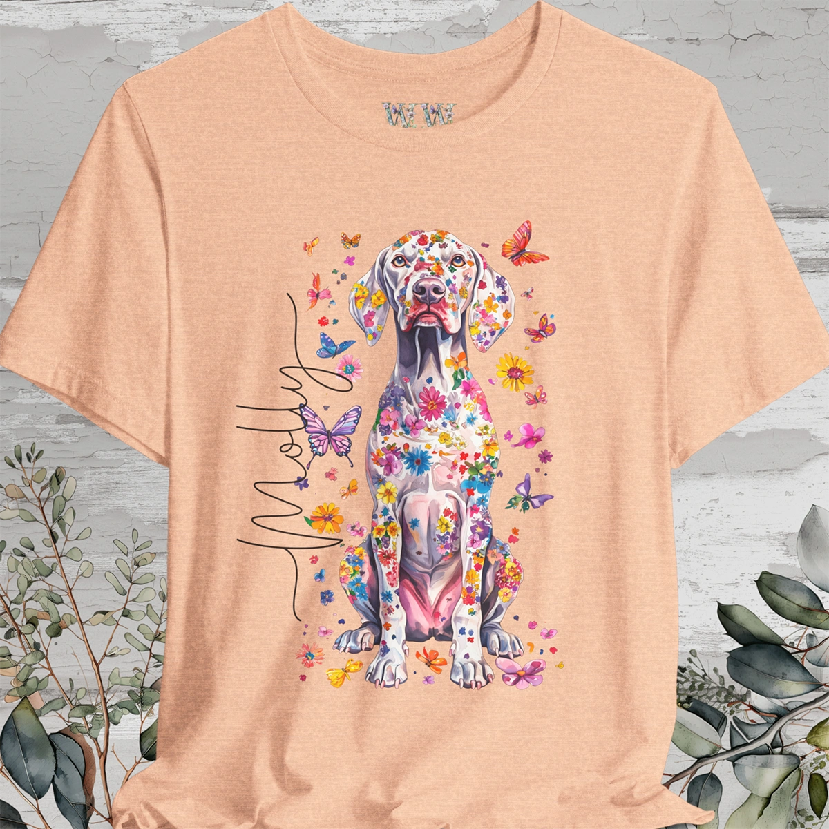 Weimaraner Floral Personalized T shirt